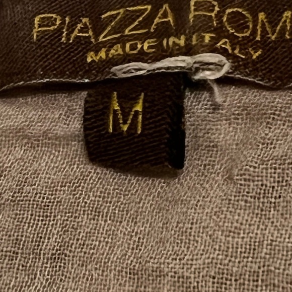 Piazza Roma Layered Peasant Blouse Slate Blie Taupe Flowers 3/4 Sleeve size M - Picture 6 of 8